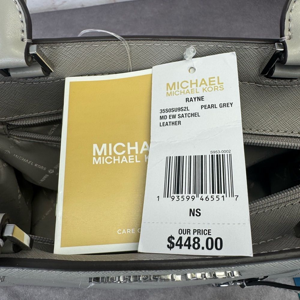 Michael Kors NWT Gray Medium East West Rayne Leather Handbag - Picture 10 of 11